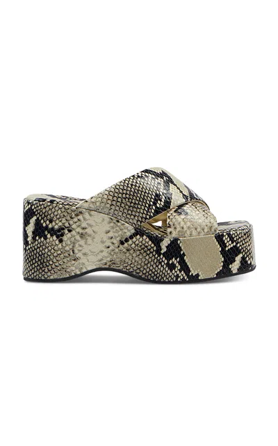 Paris Texas Vicky Snake-effect Leather Platform Sandals In Animal