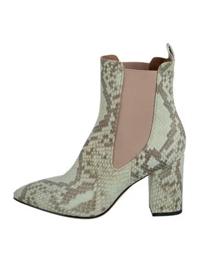 Pre-owned Paris Texas Vintage Embossed Leather Chelsea Boots In Green