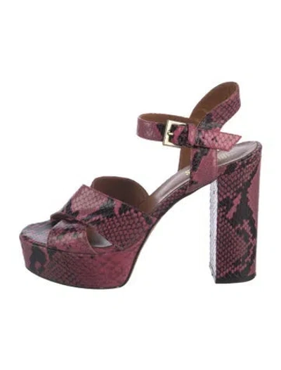 Pre-owned Paris Texas Vintage Embossed Leather Sandals In Black/pink