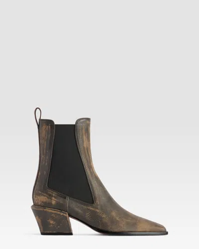 Paris Texas Vintage-effect Leather Ankle Boot In Multi