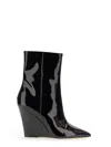 Paris Texas Wedge Heel Boots In Black