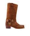 Paris Texas Waxed Suede Mid-calf Boots With Squared Toe In Brown