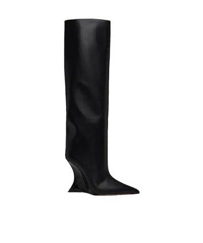 Paris Texas Wedge Heel Boots In Black