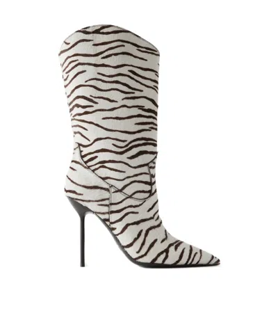 Paris Texas Lidia Zebra-print Calf Hair Ankle Boots In White