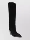 Paris Texas Western Style Knee High Suede Boots In Black