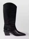 Paris Texas Western Style Leather Knee Length Boots In Black