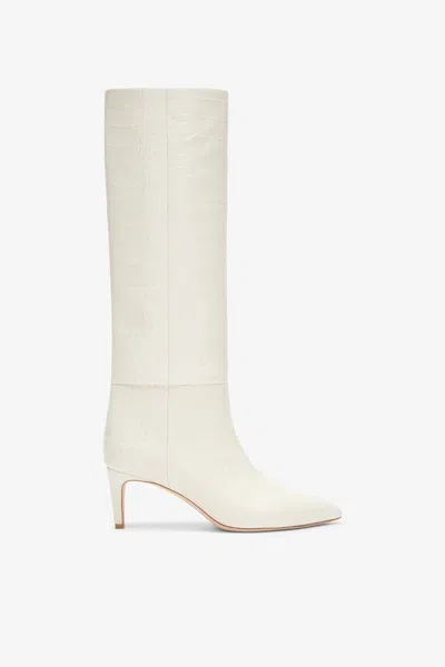 Paris Texas White Croc-effect Leather Heel 60 Boots
