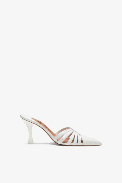 PARIS TEXAS WHITE LEATHER CUT-OUT MULE