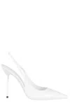Paris Texas White Lidia Slingback Closed-toe Leather Pumps In White