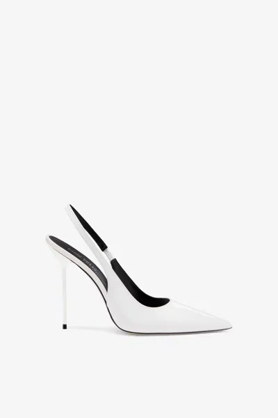 PARIS TEXAS WHITE PATENT LEATHER SLINGBACKS