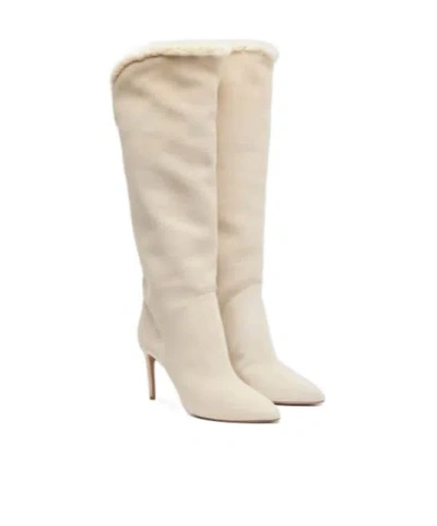 Paris Texas White Suede High Boots In Nude