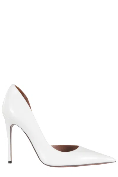 Paris Texas White Vera Pointed Plug-heel Leather Pumps