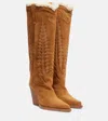 Paris Texas Winter El Dorado Suede Cowboy Boots In Brown