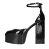 Paris Texas Dalilah Patent Ankle-strap Platform Pumps In Nero Neri E Grigi