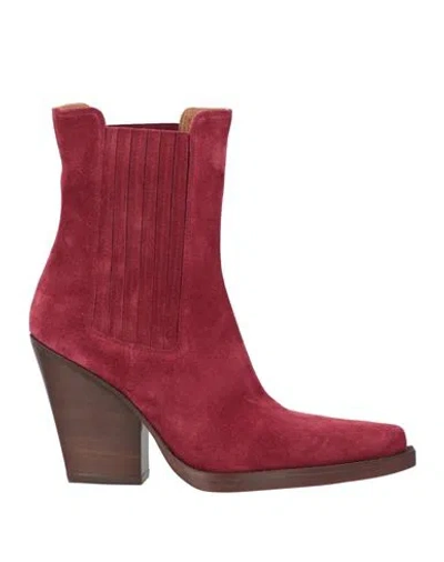 Paris Texas Woman Ankle Boots Burgundy Size 8 Calfskin In Red
