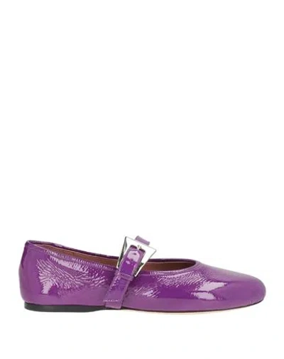 Paris Texas Woman Ballet Flats Purple Size 5 Leather In Multi