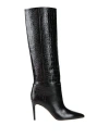 Paris Texas Dark Bordeaux High Boots With Stiletto Heel In Croco Embossed Leather Woman In Black