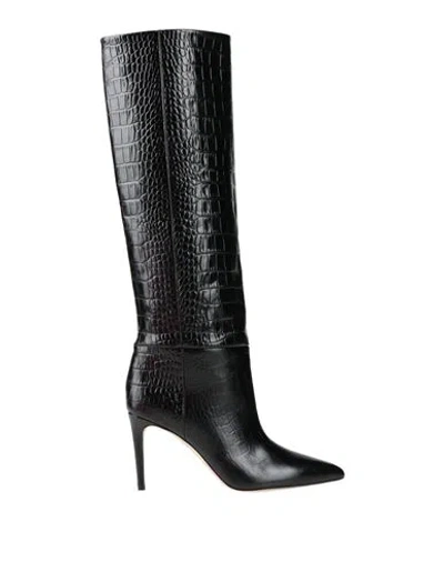 Paris Texas Croc-effect Leather Knee-high Boots In Black