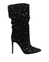 Paris Texas Suede Crystal Holly Stiletto Slpouchy Boot Heel In Black