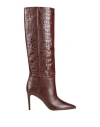 Paris Texas Crocodile-effect Leather Stiletto Boots With Pointed Design In Brown