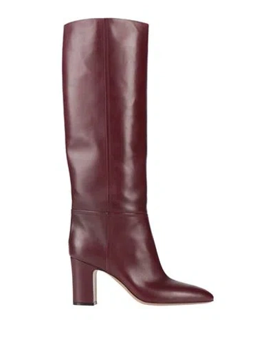 Paris Texas Woman Boot Burgundy Size 11 Calfskin In Red