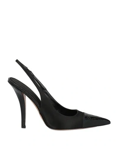 Paris Texas Woman Pumps Black Size 8 Leather, Textile Fibers