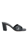 Paris Texas Leather Block Heel Cross Strap Mules In Black