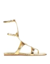 Paris Texas 5mm Uma Python Print Metallic Flats In Gold