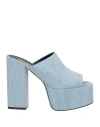 Paris Texas Woman Sandals Light Blue Size 11 Textile Fibers In Blue
