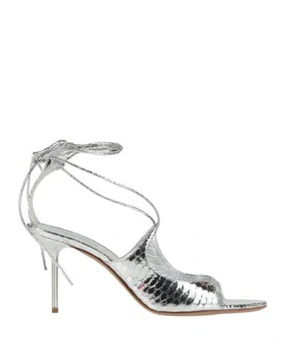 Paris Texas Woman Sandals Silver Size 7 Leather In Metallic