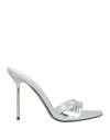 Paris Texas Woman Sandals Silver Size 7.5 Soft Leather In Gray