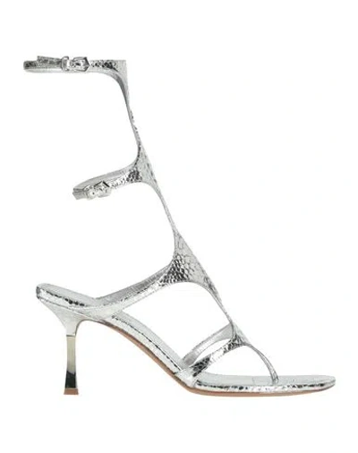 Paris Texas Woman Thong Sandal Silver Size 8 Leather