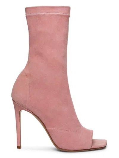 Paris Texas Women's Amanda 105mm Suede Peep-toe Booties In Pink