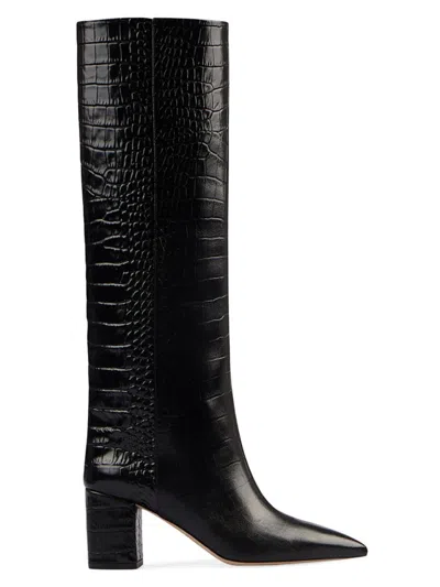 Paris Texas Women's Anja 70mm Crocodile-embossed Leather Boots In Carbone