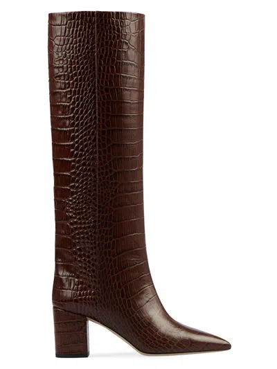PARIS TEXAS WOMEN'S ANJA 70MM CROCODILE-EMBOSSED LEATHER BOOTS