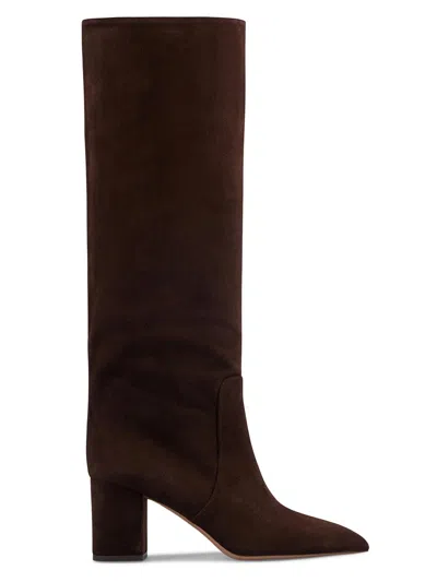 Paris Texas Anja Suede Knee Boots In Animal Print