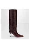 Paris Texas Bettina 55 Crocodile-effect Leather Knee-high Boots In Burgundy