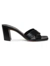 Paris Texas Leather Block Heel Cross Strap Mules In Black