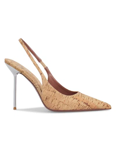 Paris Texas 105mm Lidia Cork Slingback Pumps In Yellow