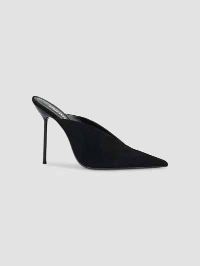 Paris Texas Pointed-toe Suede Mules In Black