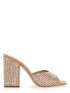 Paris Texas Mule Holly Anja Suede And Crystal Block Heel Mules In Powder