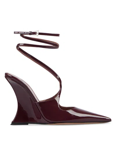 Paris Texas Women's Nina 105mm Ankle-strap Patent Leather Pumps In Burgundy