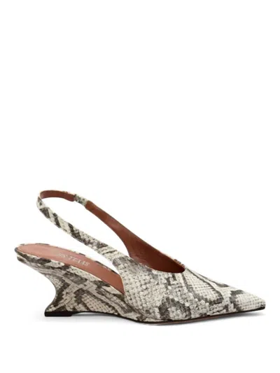 Paris Texas Women's Nina Slingback Leather Wedge Heel In Printed Python In Multi