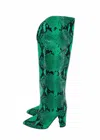 Paris Texas Women Snake Print Leather Tall Boots In Green In Multi