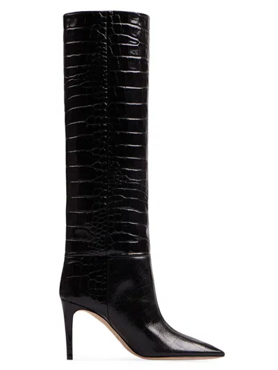 Paris Texas Women's Stiletto 85mm Crocodile-embossed Leather Boots In Carbone