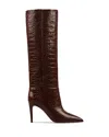 Paris Texas Fondant Brown Crocodile-effect 105mm Knee-high Boots In Cioccolato