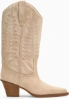 Paris Texas 70mm Embroidered-motif Suede Boots In Beige