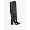 Paris Texas Black 80 Mock Croc Leather Boots In Black
