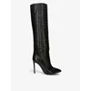 Paris Texas 115mm Crocodile-embossed Leather Boots In Black