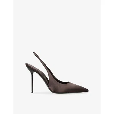 Paris Texas Womens Brown Lidia 105 Satin Slingback Courts Eur 42/ 9 Uk In Animal Print